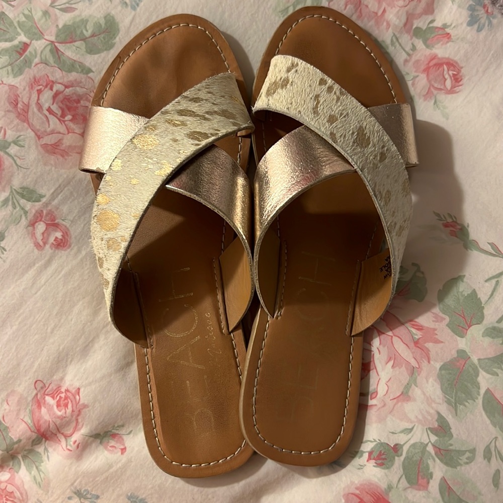 Gold and animal print Beach by Matisse sandals